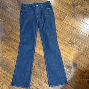 White House Black Market high rise boot cut dark blue jeans